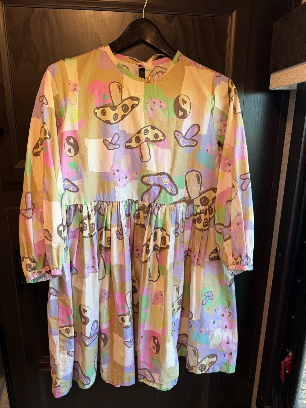 Meegan Crosby Mushroom Dress Organic Cotton Psychedelic Print UK Made M